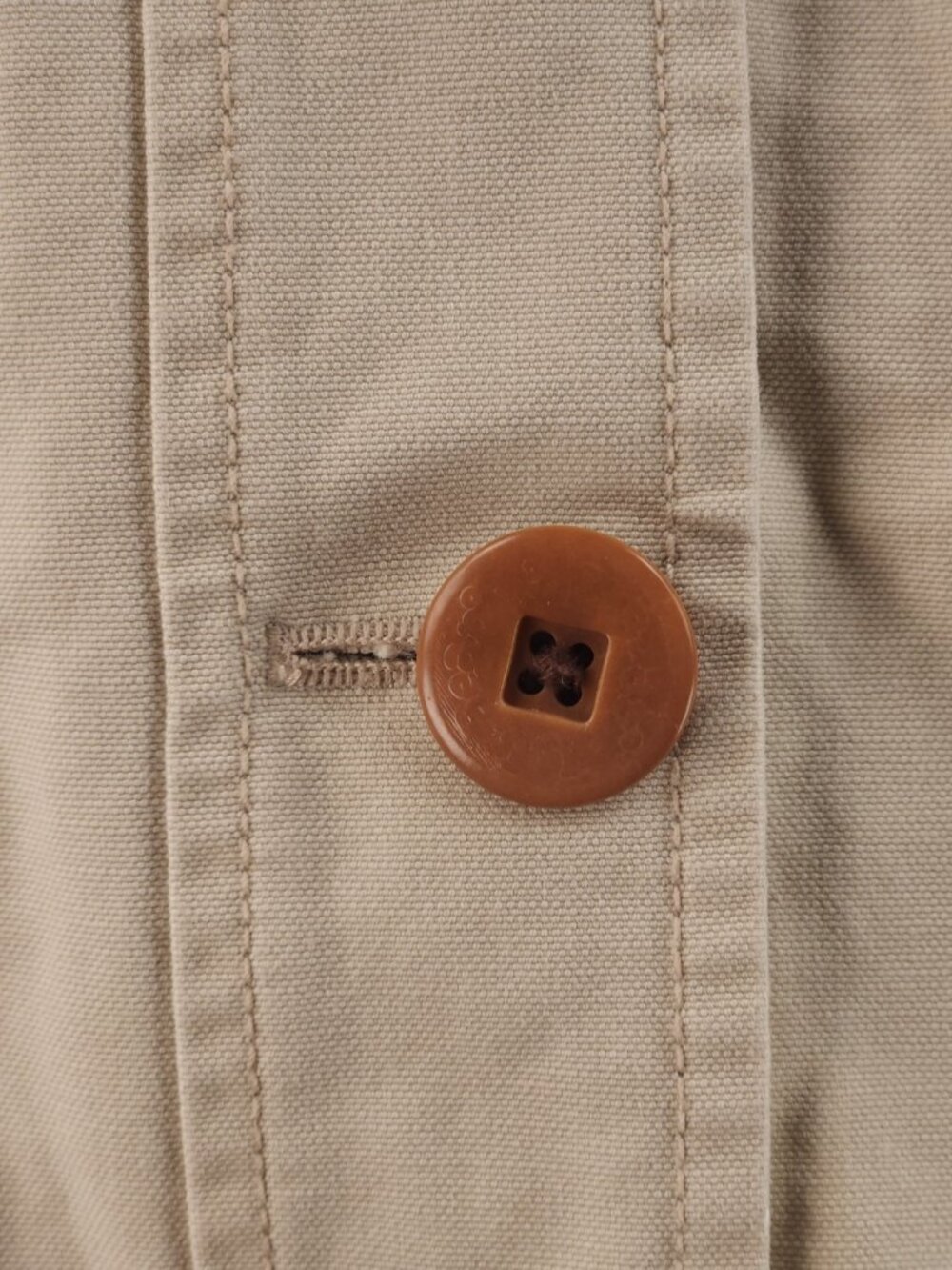 LL Bean Chore Coat Canvas Farm Ranch Barn Beige Small Petite Collared 267092 - Picture 5 of 16